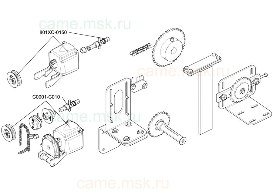 Сборочные чертежи аксессуаров для приводов CAME серии C