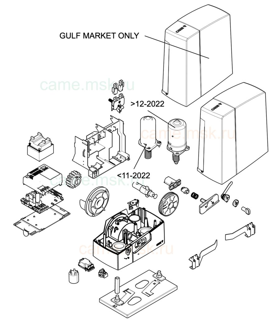 Сборочный чертеж привода распашных ворот CAME BXV06AGF