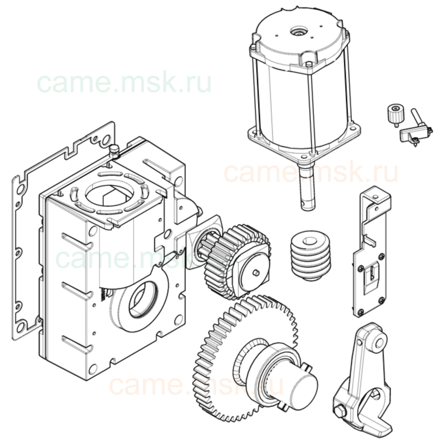 Сборочный чертеж шлагбаумов CAME серии G2080E моторедуктор