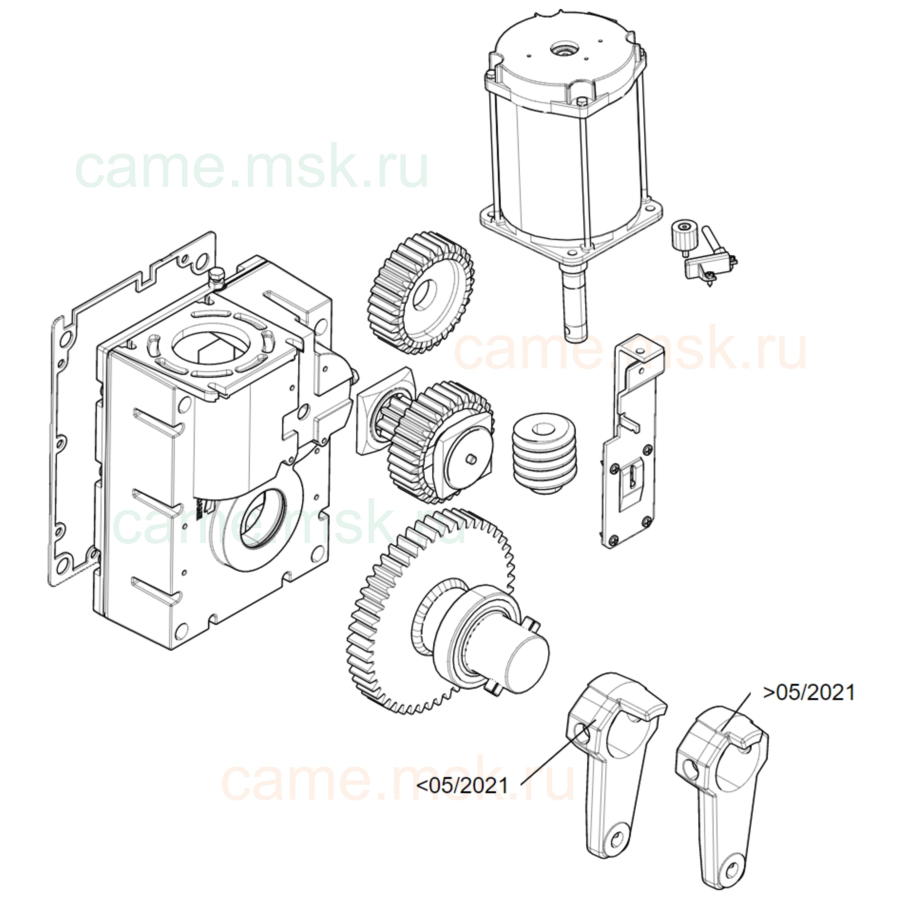 Сборочный чертеж шлагбаумов CAME серии GGT80AGS моторедуктор
